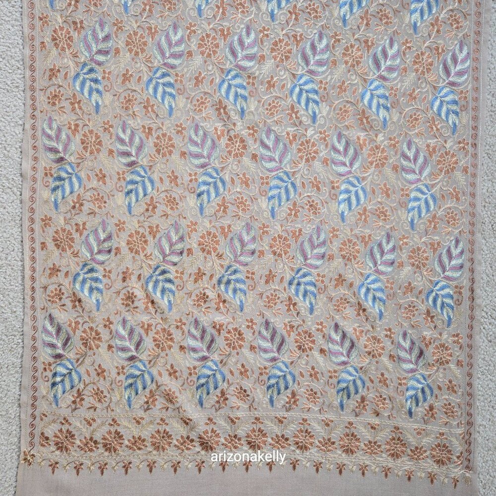 NWOT Ahujasons Wool Scarf Chain Stitch Embroidery - Picture 6 of 17